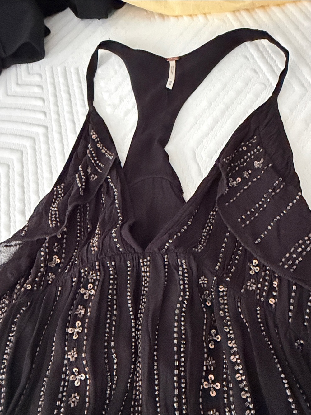 Free People Black Beaded Racerback Tank
